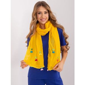 Žlutý dlouhý dámský šátek s aplikacemi obraz