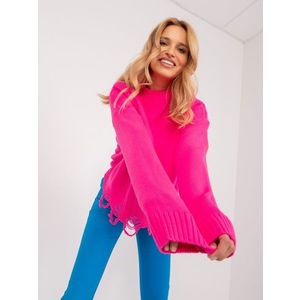 Fluo růžový oversize svetr s dírami obraz
