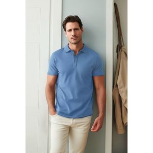 Trendyol Indigo Regular/Normal Cut Textured Polo Collar T-Shirt obraz