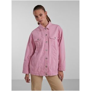 Růžová dámská oversize džínová bunda Pieces Tika - Dámské obraz