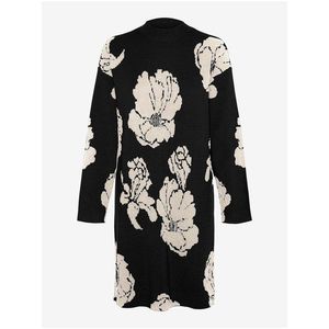 Bílo-černé dámské květované svetrové šaty VERO MODA Flora obraz