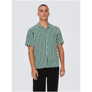 Bílo-zelená pánská pruhovaná košile s krátkým rukávem ONLY & SONS W - Pánské obraz