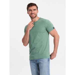 Ombre BASIC men's t-shirt with decorative pilling effect - green obraz