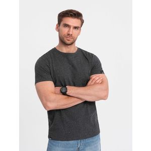 Ombre BASIC men's t-shirt with decorative pilling effect - black obraz