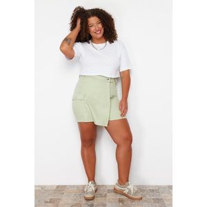 Trendyol Curve Light Green Wrapover Denim Short Skirt obraz