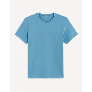 Modré pánské tričko Celio Neunir z bavlny Supima® obraz