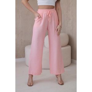 Viskózové široké kalhoty světle pudrově růžové obraz