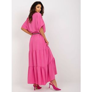 Tmavě růžová letní maxi sukně s volánem obraz