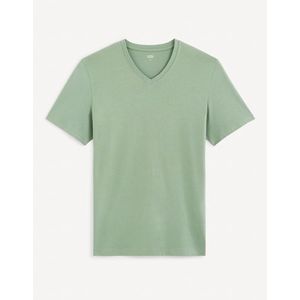 Světle zelené pánské basic tričko Celio Debasev obraz