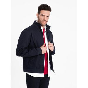 Ombre Men's quilted bagged jacket - navy blue obraz