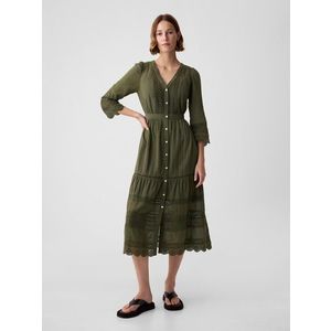 Zelené dámské krajkové midi šaty GAP obraz