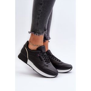 Kožená šněrovací sportovní obuv na platformě Černá Merida obraz