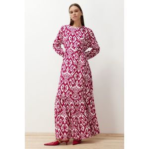 Trendyol Fuchsia Wrap Patterned Belted Viscose Woven Dress obraz