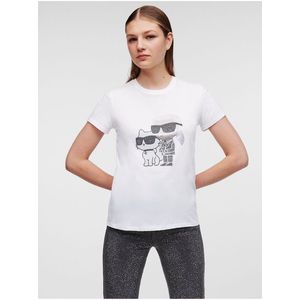 Bílé dámské tričko KARL LAGERFELD Ikonik 2.0 - Dámské obraz