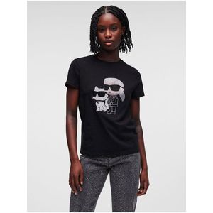 Černé dámské tričko KARL LAGERFELD Ikonik 2.0 - Dámské obraz