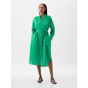 Zelené dámské lněné midi šaty GAP obraz