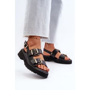Dámské sandály s přezkami Eko kůže černá Konanttia obraz