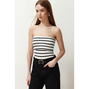 Trendyol Black Striped Knitted Blouse obraz