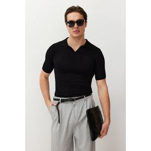 Trendyol FL Black Slim-Narrow Polo Neck Plain Knitwear Polo Neck T-shirt obraz