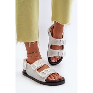 Dámské zdobené džínové sandály bílé Irmale obraz