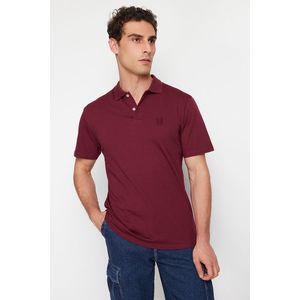 Trendyol Claret Red Men's Regular/Normal Cut Deer Patterned Polo Collar T-shirt obraz