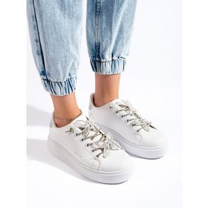 Shelvt White sneakers with butterflies obraz