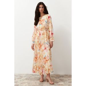 Trendyol Multi Color Floral Sash Detailed Lined Pleated Chiffon Woven Dress obraz