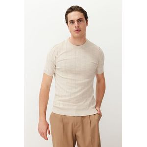 Trendyol Beige Slim-Tight Fit Crew Neck Basic Knitwear T-shirt obraz
