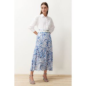 Trendyol Blue Animal Patterned Lined Woven Skirt obraz
