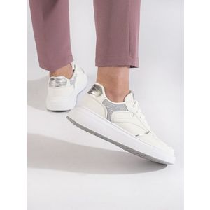 Shelvt Women's white platform sneakers obraz