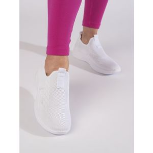 Shelvt Women's white slip-on trainers obraz
