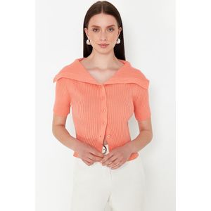 Trendyol Light Orange Turn-down Collar Knitwear Cardigan obraz