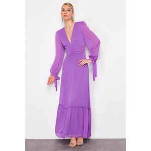 Trendyol Purple A-Cut Chiffon Long Evening Dress obraz