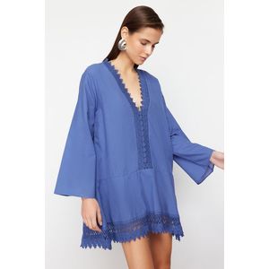 Trendyol Blue Mini Woven Lace Detailed Beach Dress obraz