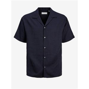 Tmavě modrá pánská košile s krátkým rukávem Jack & Jones Aaron - Pánské obraz