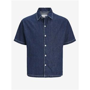 Modrá pánská džínová košile s krátkým rukávem Jack & Jones Palma - Pánské obraz