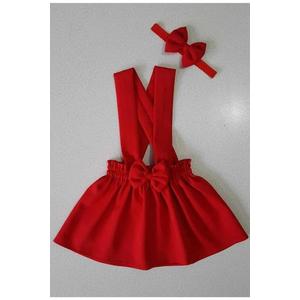 N2436 Dewberry Girls Crepe Dress Bandana-RED obraz