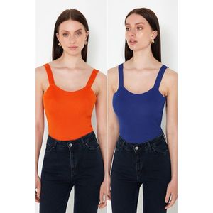 Trendyol Orange-Saxe Double Pack Strappy Basic Knitwear Blouse obraz