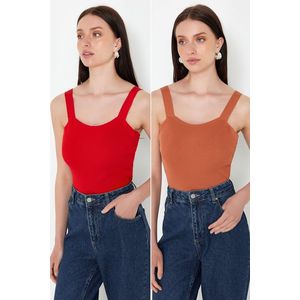 Trendyol Red-Tainted Double Package Strap Basic Knitwear Blouse obraz