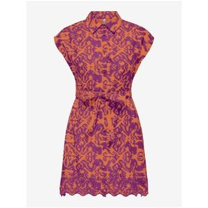 Oranžovo-fialové dámské košilové vzorované šaty ONLY Lou - Dámské obraz