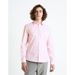 Růžová pánská pruhovaná slim fit košile Celio Fasanure obraz