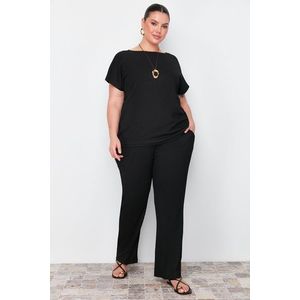 Trendyol Curve Black T-shirt-Pants Knitted Two Piece Set obraz
