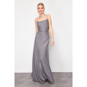 Trendyol Gray Metallic Woven Long Evening Dress obraz