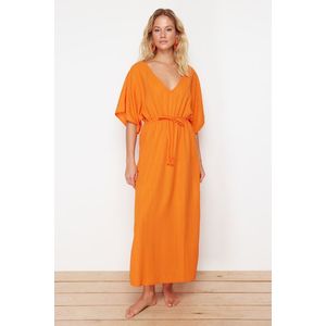 Trendyol Orange Maxi Woven Tie-Up Beach Dress obraz