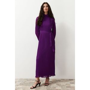 Trendyol Purple Pleated Woven Lined Chiffon Dress obraz