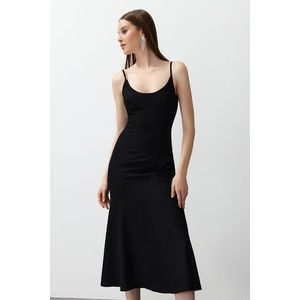 Trendyol Black Body-Fitting Strappy Woven Dress obraz