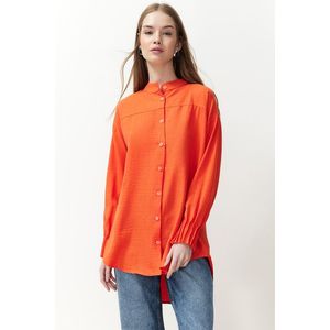 Trendyol Orange Linen Aerobin Woven Shirt obraz