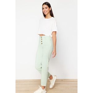 Trendyol Green Front Buttoned High Waist Straight Jeans obraz