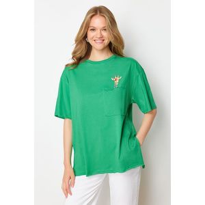 Trendyol Green 100% Cotton Oversize/Wide Fit Pocket Detailed Knitted T-Shirt obraz