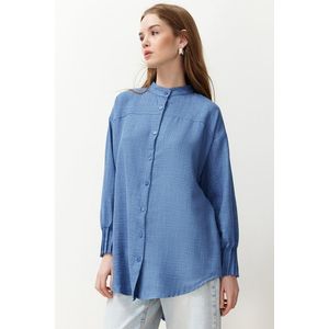Trendyol Blue Linen Aerobin Woven Shirt obraz